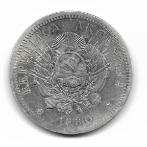 Argentina Ensayo 50 Centavos de Plata 1880 acuñacion privada SC