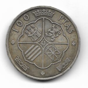 España 100 Pesetas de Plata 1966 *66 KM797 MB+
