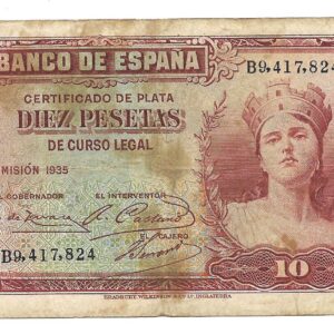 España 10 Pesetas 1935 sin serie P86a MB-