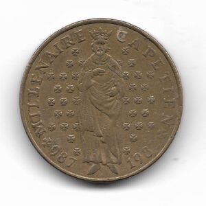 Francia 10 Francos 1987 Conmemorativa 1.000 años de la Dinastia de Los Capetos KM961d MB