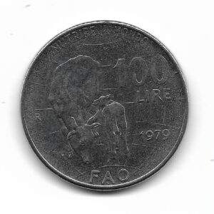 Italia 100 Liras 1979 F.A.O KM106 SC