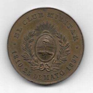 Medalla El club Militar 1810-25 de Mayo-1897 Hecha con Metal de un Cañon Tomado en Chacabuco en 1817