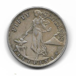Filipinas Bajo Administracion Norteamericana 50 Centavos de Plata 1945s KM183 MB+