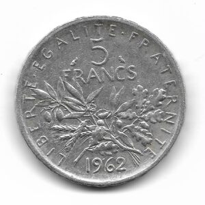 Francia 5 Francos de Plata 1962 KM926 MB+