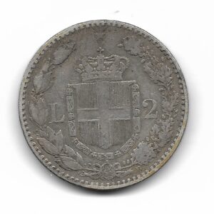 Italia 2 liras de Plata 1887 KM23 MB+
