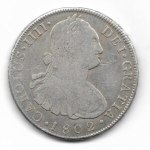 Potosi 8 Reales de Plata 1802 P.P Carlos IIII CJ40.13 MB+