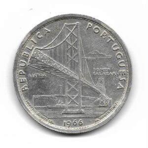 Portugal 20 Escudos de Plata 1966 Conmemorativa Puente Salazar KM592 MB+