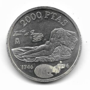 Eespaña 2000 Pesetas de Plata 1996 Conmemorativa 250 años del Nacimiento de Goya KM968 SC