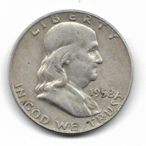 Estados Unidos 1/2 Dolar de Plata 1958D KM199 MB+
