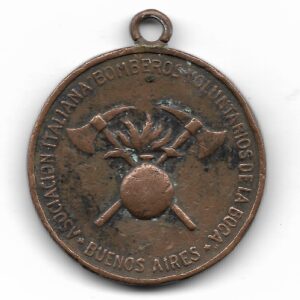 Medalla Asociacion Italiana Bomberos Voluntarios de La Boca 50 Aniversario de su Fundacion 1884-1934