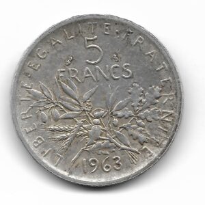 Francia 5 Francos de Plata 1963 KM926 MB+