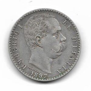 Italia 2 Liras de Plata 1897 KM23 EXC-