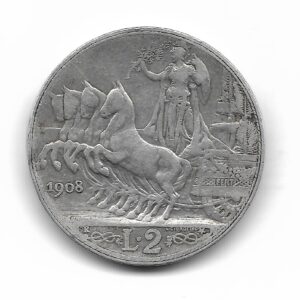 Italia 2 Liras de Plata 1908 KM46 MB+