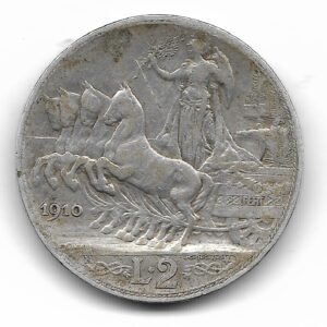 Italia 2 Liras de Plata 1910 KM46 MB+