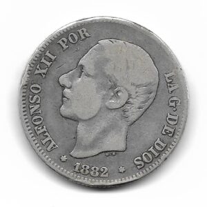 España 2 Pesetas de Plata 1882 *82 MS-M KM678 MB-