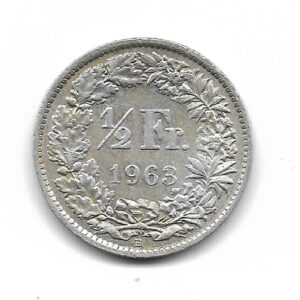 Suiza 1/2 Franco de Plata 1963 KM23 EXC+