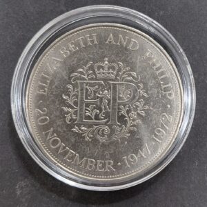 Gran Bretaña 25 New Pence 1947-1972 Aniversario Boda Real KM917 SC en Capsula