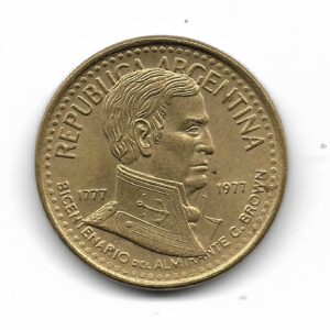 Argentina 5 Pesos 1977 Conmemorativa Guillemo Brown CJ325 SC