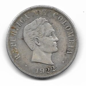Colombia 50 Centavos de Plata 1922 KM274 Philadelpia MB+