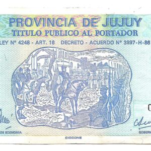 Bono Provincia de Jujuy 1 Austral 1986 EC012 MB+