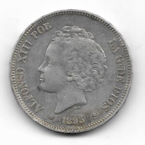 España 5 Pesetas de Plata 1893 *93 PG-V Escasa KM700 EXC