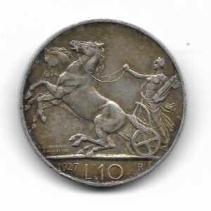Italia 10 Liras de Plata 1927 KM68.2 MB+