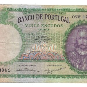 Portugal 20 Escudos 1951 P153a MB+