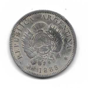 Argentina 20 centavos de Plata 1883 CJ20.4 MB- (marcas en canto)
