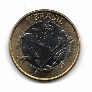 Brasil 1 Real Bimetalica 2015 Juegos Olimpicos Rio 2016 Futbol KM708 SC