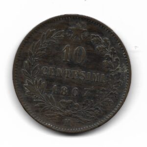 Italia 10 Centesimi 1867H KM11.3 MB+