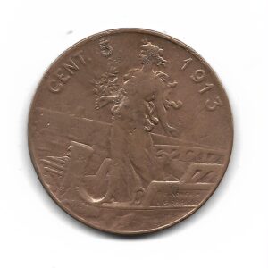 Italia 5 Centesimi 1913 KM42 MB