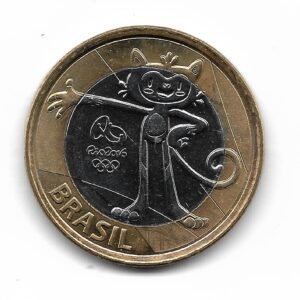 Brasil 1 Real Bimetalica 2016 Juegos Olimpicos Rio 2016 Mascota Olimpica KM726 SC
