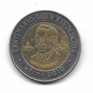 Mexico 5 Pesos 2009 Conmemorativa Luis Cabrera Centenario de La Revolucion KM913 MB+