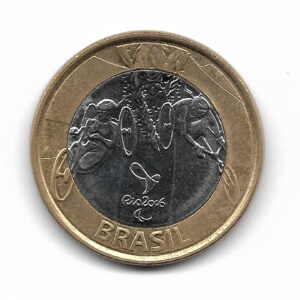 Brasil 1 Real Bimetalica 2014 Juegos Paraolimpicos Rio 2016 Ciclismo KM689 SC