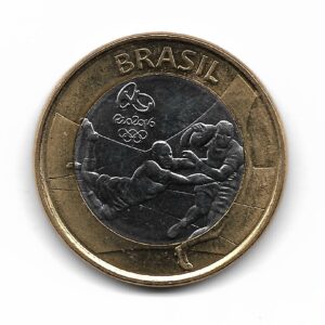 Brasil 1 Real Bimetalica 2015 Juegos Olimpicos Rio 2016 Rugby KM707 SC