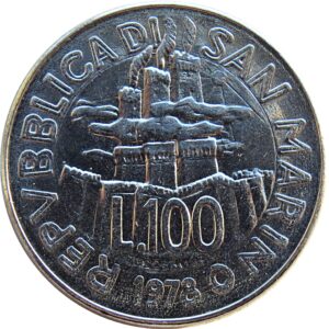 San Marino 100 Liras 1978 F.A.O KM82 SC