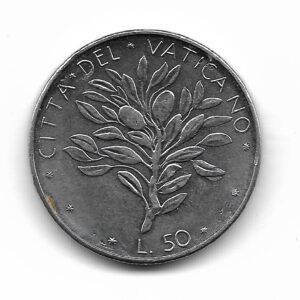 Vaticano 50 Liras 1975 Papa Pablo VI Y121 SC-