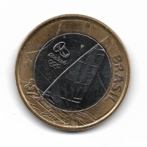 Brasil 1 Real Bimetalica 2015 Juegos Olimpicos Rio 2016 Vela KM705 SC