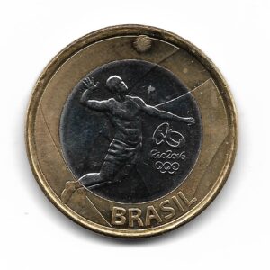 Brasil 1 Real Bimetalica 2015 Juegos Olimpicos Rio 2016 Voleibol KM709 SC