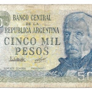 Argentina 5000 Pesos Ley serie A Bottero 2470a Amarillo Tirada Corta Lopez–Diz B