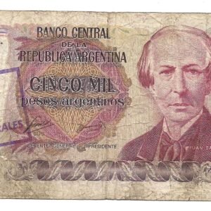 5000 Pesos Argentinos Resellado a 5 Australes Bottero 2703a Alonso-Concepcion B+