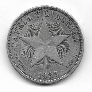Cuba 1 Peso de Plata 1932 KM15.2 MB+