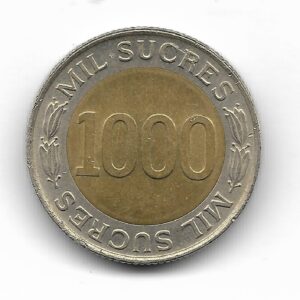 Ecuador 1000 Sucres 1927-1997 Conmemorativa 70 Aniversario Banco Central KM103 SC-