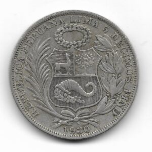 Peru 1 Sol de Plata 1930 KM218.2 MB+