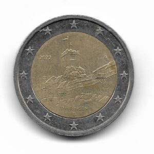Alemania 2 Euros 2022D Conmemorativo Turingia KM411 MB+