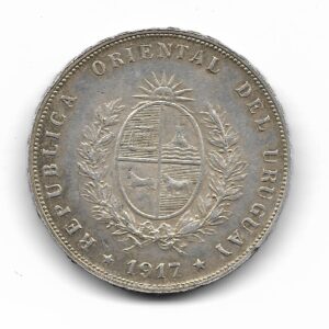 Uruguay 50 Centesimos de Plata 1917 KM22 EXC-