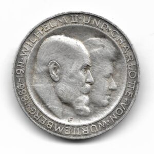 Alemania Wurtemberg 3 Marcos de Plata 1911F Conmemorativo Bodas de Plata KM636 EXC-