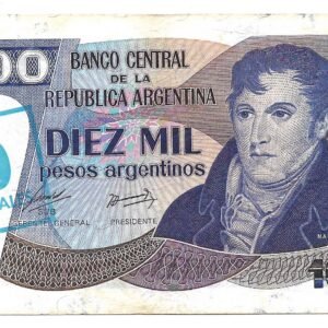 10.000 Pesos Argentinos Resellado a 10 Australes Alonso-Concepcion Bottero 2712 MB