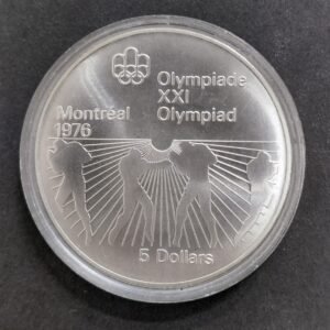 Canada 5 Dolares de Plata Olimpiadas de Montreal 1976 Boxeo KM108 SC en Capsula