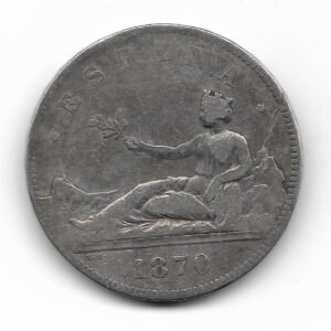 España 5 Pesetas de Plata 1870 *70 SN-M KM655 VF